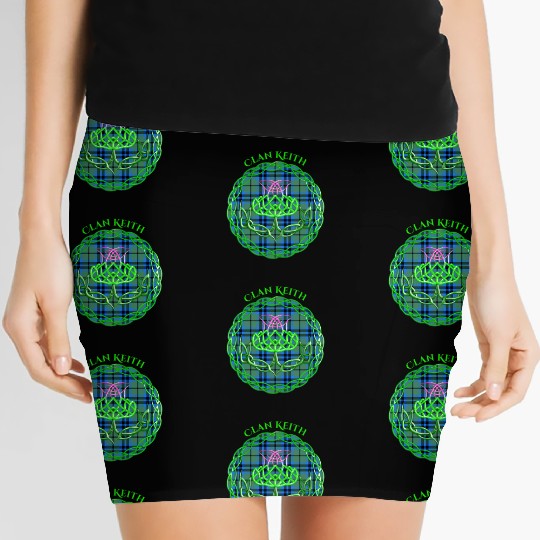 Clan Keith Scottish Tartan Celtic Thistle Women's Mini Skirts