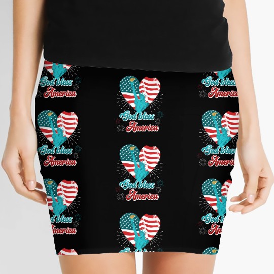 God Bless America Independence Day 4th July USA Women's Mini Skirts