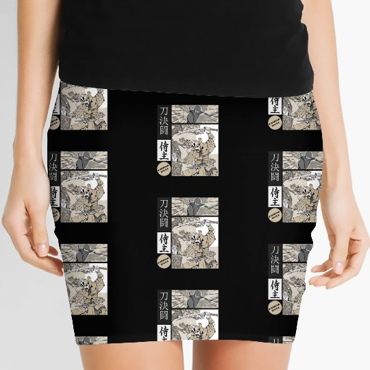 Katana Samurai Vs Ninja Warrior Comic Strip style Women's Mini Skirts