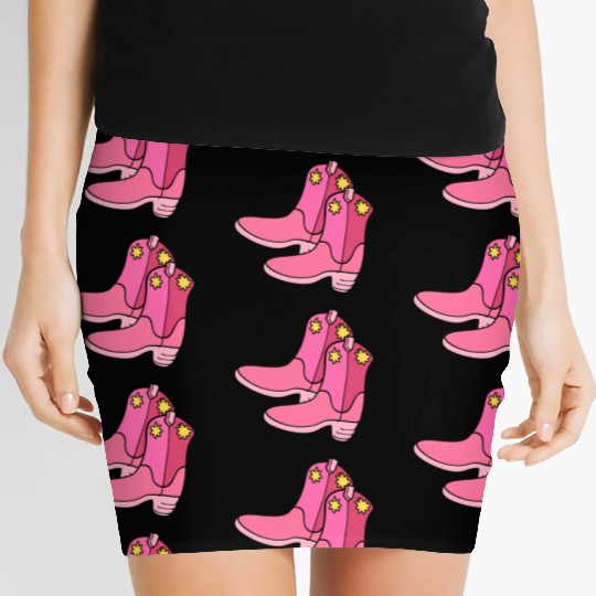 Pink Cowgirl Boots Cowgirl Women's Mini Skirts