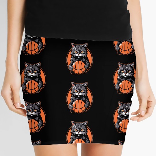 Basketball Cat Basketball Player I Love Basketball Women's Mini Skirts