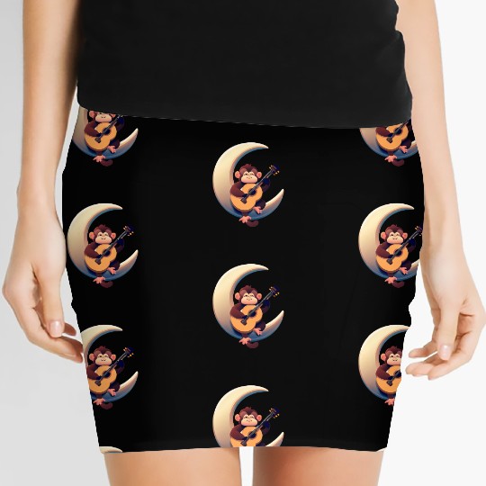 Musical monkey in the crescent Women's Mini Skirts