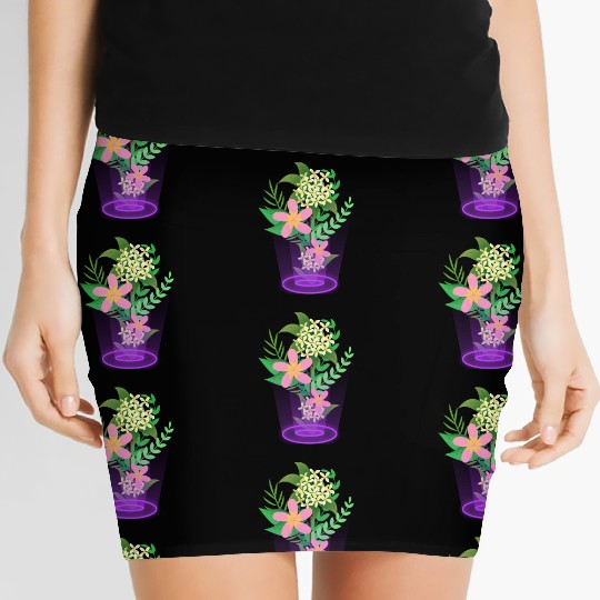 flowers and plants with magic light Women's Mini Skirts