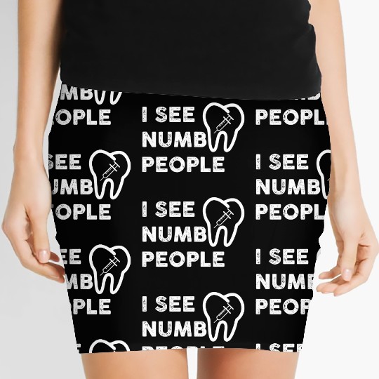 Funny Dentist I See Numb People green girl yellow Women's Mini Skirts