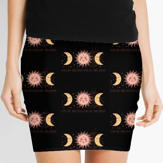 Boho Celestial Sun And Moon Women's Mini Skirts