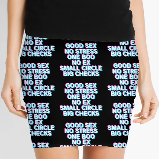 No Stress One Boo No Ex Back Print Rap Saying Women's Mini Skirts