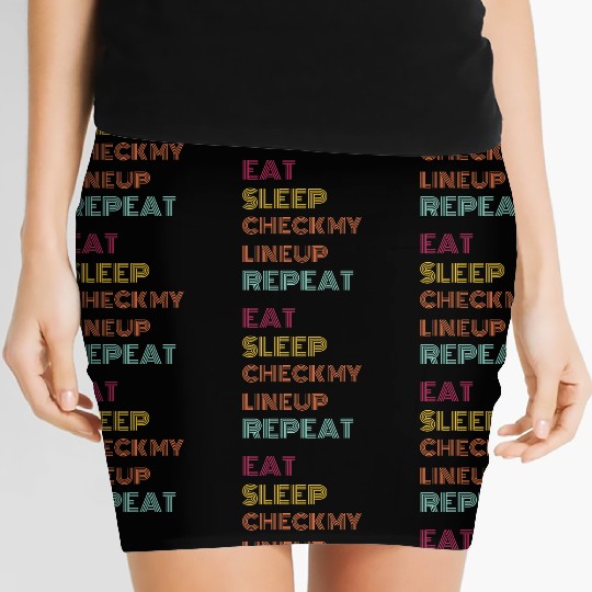 Eat Sleep Check Line Up Repeat Fantasy Football Women's Mini Skirts