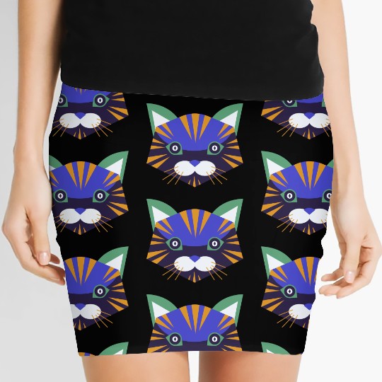 Colorful Cat Face Women's Mini Skirts