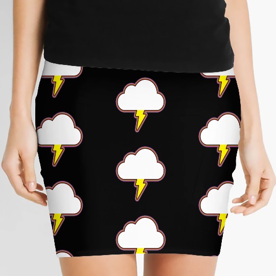 Thunder Cloud Lightning Raining Storm Women's Mini Skirts