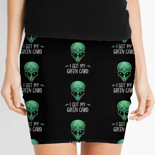Got My Green Card Legal Alien Ufo Immigration New Women's Mini Skirts