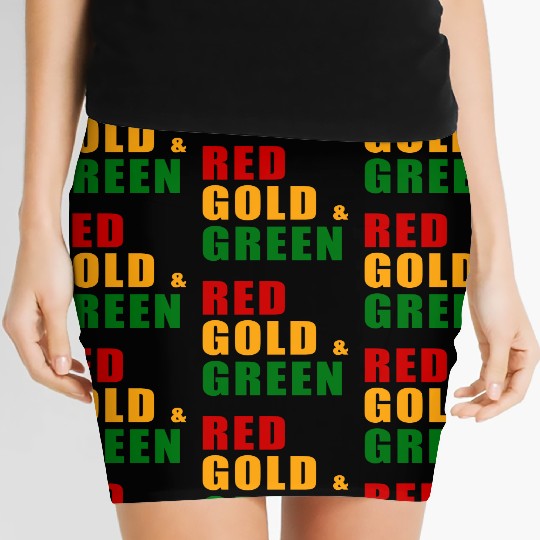 Red, Gold & Green Women's Mini Skirts