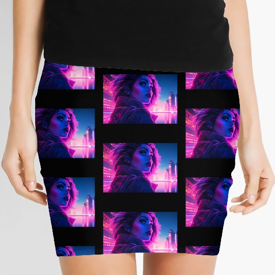 Synthwave Girl - Futuristic Design neon colors Women's Mini Skirts