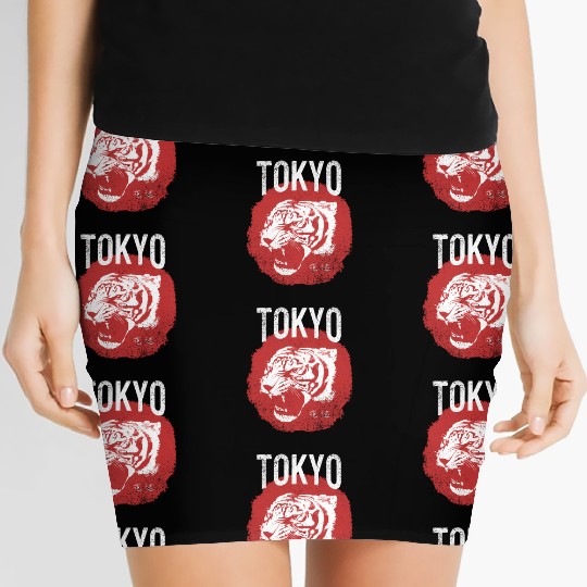 Tokyo Tiger Head Distressed Women's Mini Skirts
