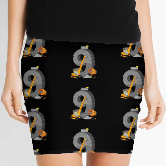 9 Concrete Number Construction Crane Kid 9th Women's Mini Skirts