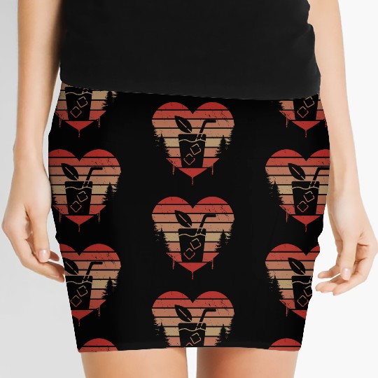 Cute Red Vintage Heart Sweet Tea Valentine Day Women's Mini Skirts
