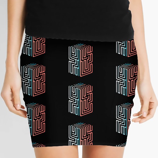 3D Geometric Maze Line Design Women's Mini Skirts