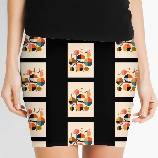 mid century retro shapes geometric 2 Women's Mini Skirts