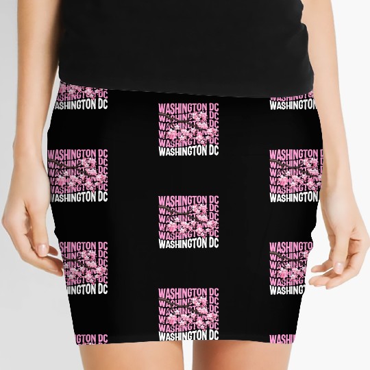 Washington DC Women's Mini Skirts, Cherry Blossom Floral Pop