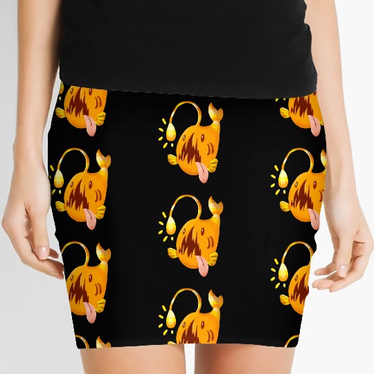 The Orange Candy Corn Angler Fish Women's Mini Skirts