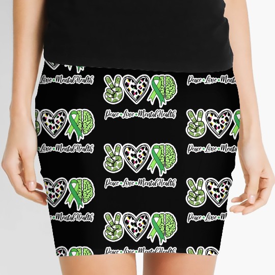 Peace Love Mental Health We Wear Green Mental Women's Mini Skirts
