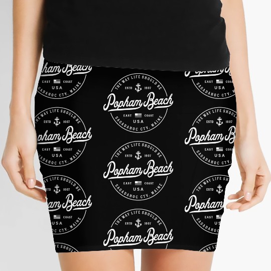 Nautical Anchor Popham Beach Maine Travel Vacation Women's Mini Skirts