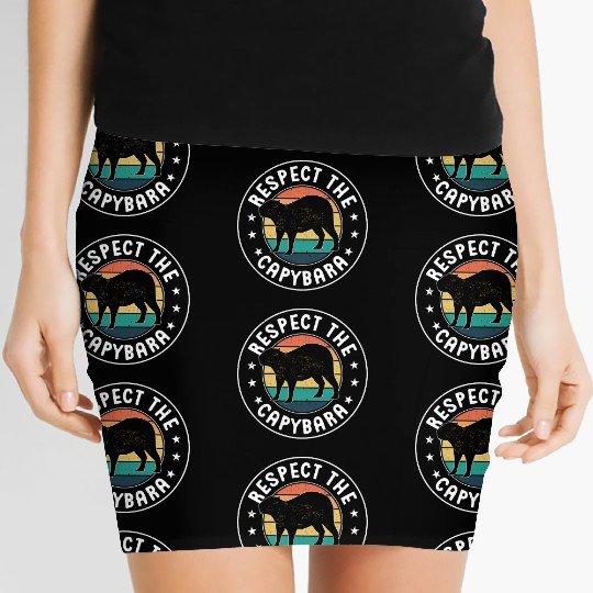 Retro Respect The Capybara Capybara Lover Meme Women's Mini Skirts