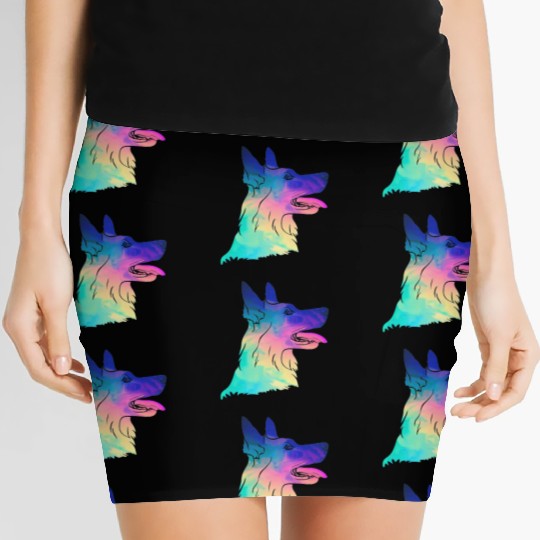 Psychedelic German Shepherd Women's Mini Skirts