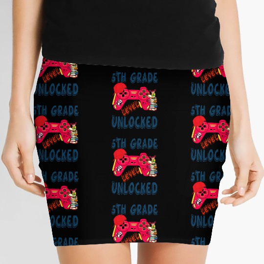 5th Grade Level Unlocked Video Game Back to School Women's Mini Skirts