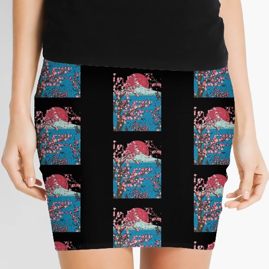 Japan cherry blossom gift sunset sakura Women's Mini Skirts