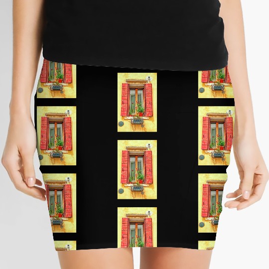 Windows of Venice Italy 9672 Women's Mini Skirts