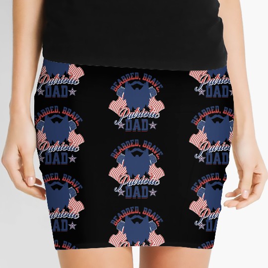 Bearded Brave Patriotic Dad 4th Of July Women's Mini Skirts