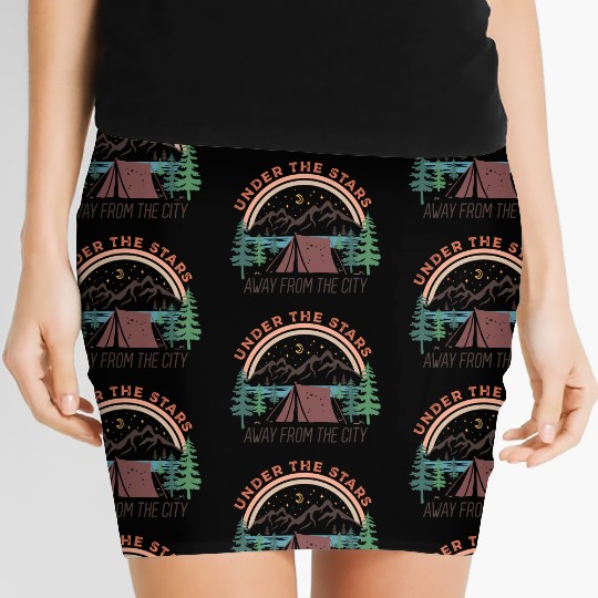 Camping Gifts Happy Camper Campsite Scout Lovers Women's Mini Skirts