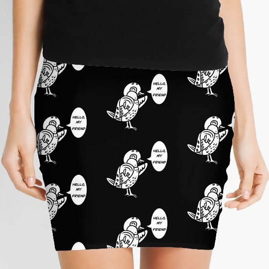 Cute Cartoon Sparrow Bird Women's Mini Skirts