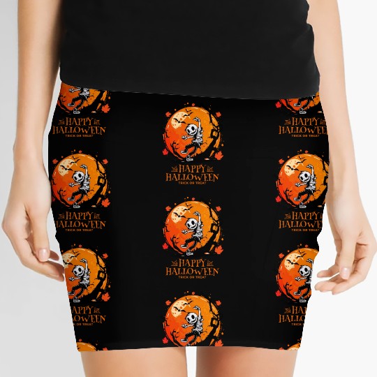 Happy Halloween Jack O Latern Dabbing Ghost Women's Mini Skirts