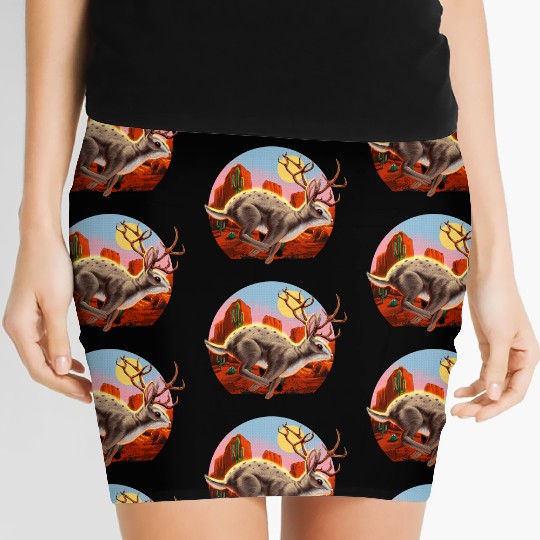 Jackalope Cryptid Rabbit Women's Mini Skirts