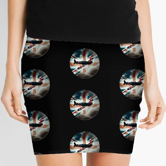 Spitfire Airplane Fighter Plane England UK Women's Mini Skirts