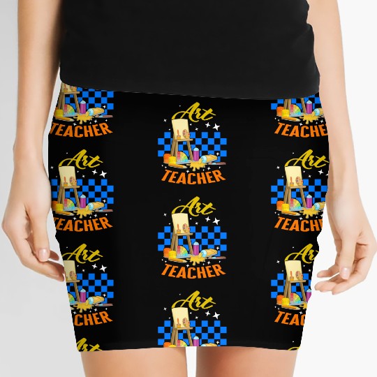 Art Women's Mini Skirts, Art Teacher Painting Palette Brush Women's Mini Skirts