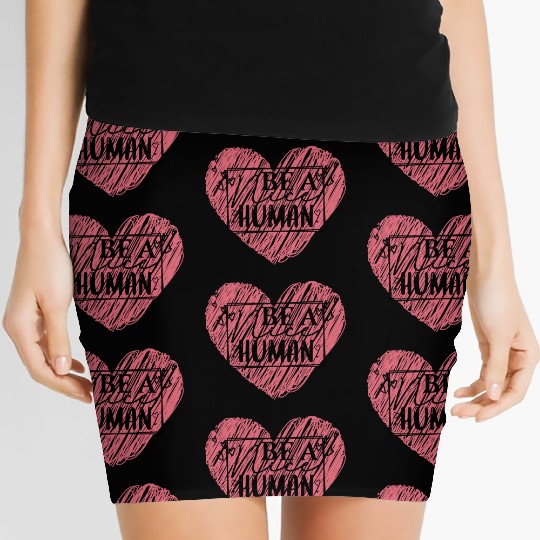 Be a Nice Human Red Heart Artwork - Bold Reminder Women's Mini Skirts