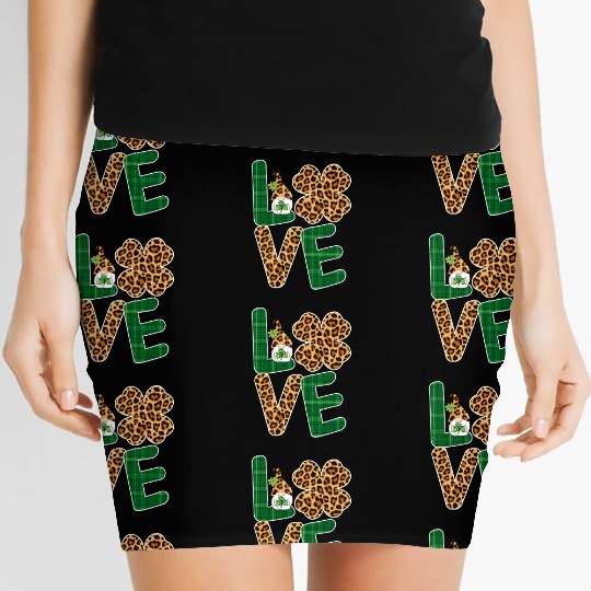 Love Irish Gnome Shamrock Leopard Plaid St Women's Mini Skirts