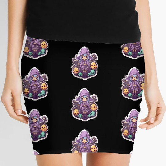 Cute Cartoonish Necromancer Summoning Friends Women's Mini Skirts