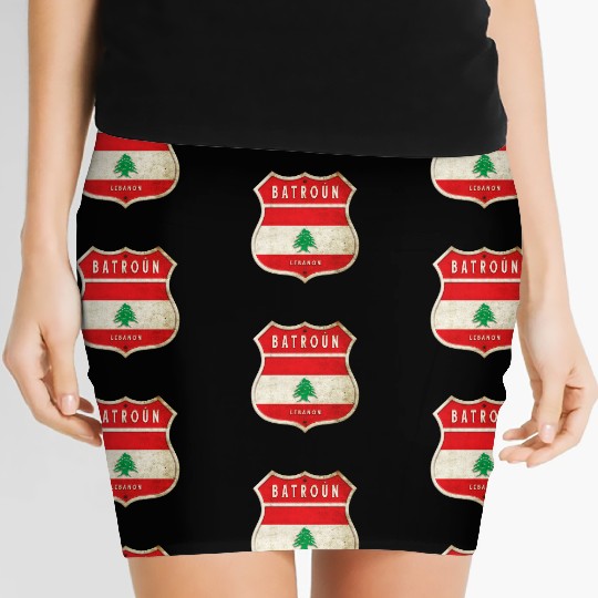 Batroun Lebanon coat of arms flags design Women's Mini Skirts