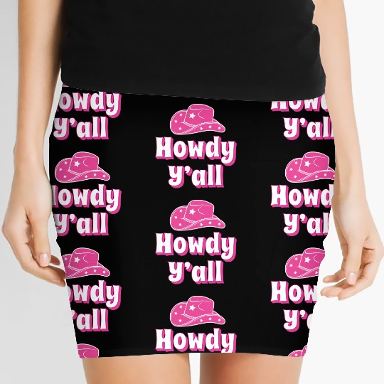 Howdy Y all Pink Cowboy Hat Women's Mini Skirts