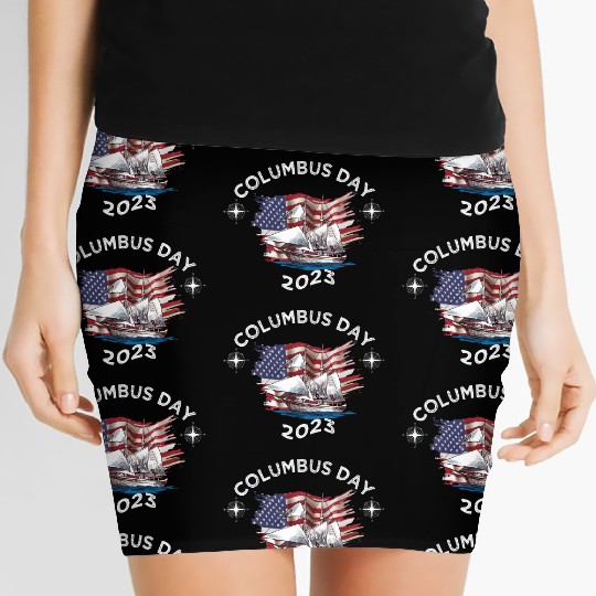Exploring Columbus Day Compasses USA Flags Women's Mini Skirts