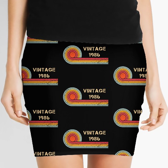 Vintage 1986 birthday retro design Women's Mini Skirts