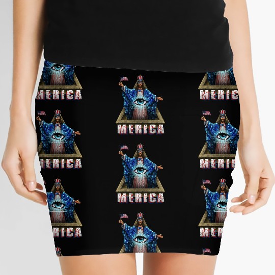 Merica Jesus Patriotic and Eye of Providence Women's Mini Skirts