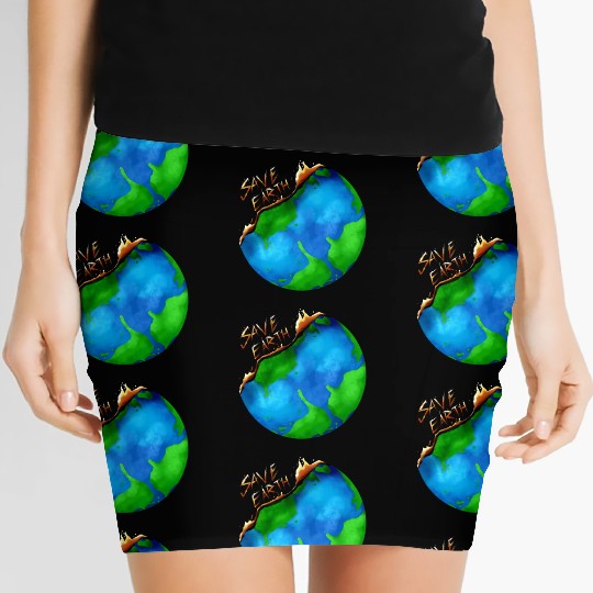 Burning Earth Globe Save Earth For Earth Day Women's Mini Skirts