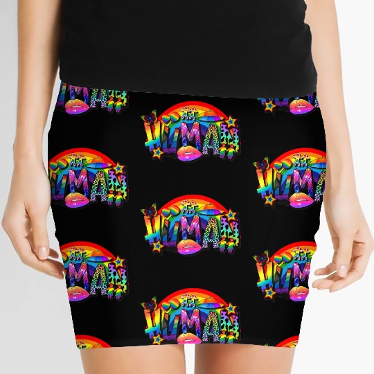 Human LGBT Flag Gay Pride Month Rainbow Women's Mini Skirts