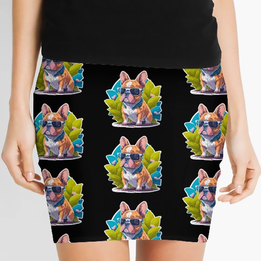 Frenchie Flower Splash Women's Mini Skirts