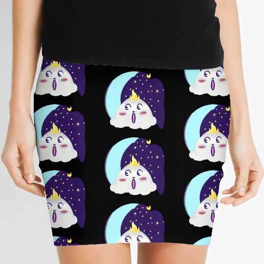 Bl Moon With Surprised Little Cloud Women's Mini Skirts