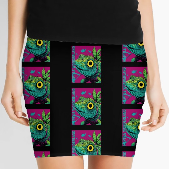 Psychedelic Reptile Wonderland Retro Designs 7 Women's Mini Skirts